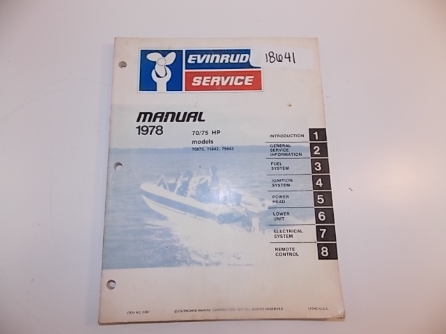 Evinrude Service Manual 1978 Item #: 5397 70 / 75 HP