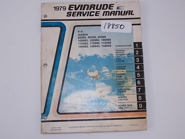 Evinrude Service Manual 1979 V-4 Models 85995 85990 95999 100993 100990 100999