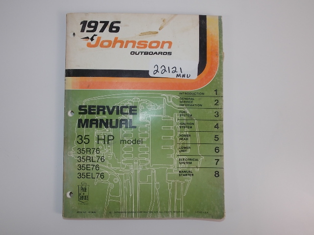 1976 Johnson 35 HP Service Manual 35R76 35RL76 35E76 35EL76