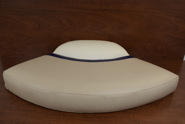 Pontoon Corner Boat Seat Cushion Cream/Tan with Blue trim-  250 LX 2001 Pontoon