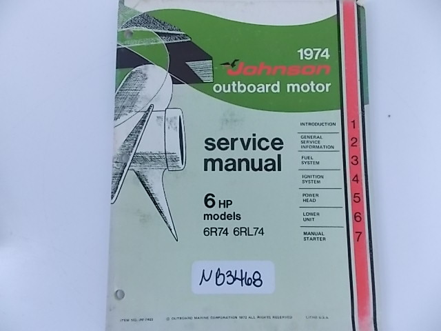 Johnson Evinrude Service Manual 6 HP models 6R74 6RL74 1975 JM-7403