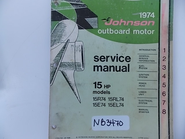 Johnson Evinrude Service Manual 15 HP 1975 JM-7405