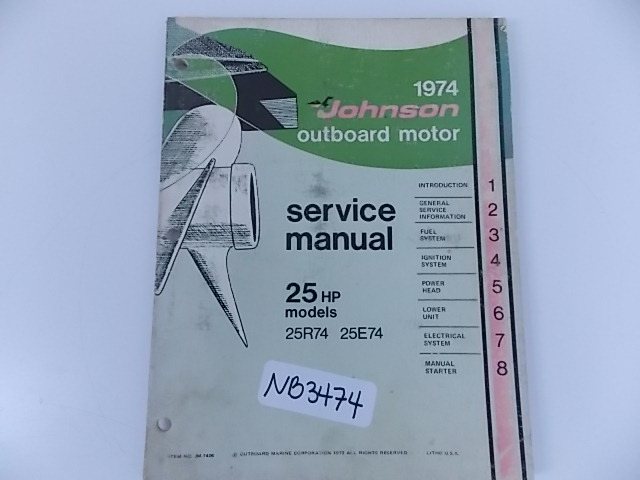 Johnson Evinrude Service Manual 25 HP Models 1975 JM-7406