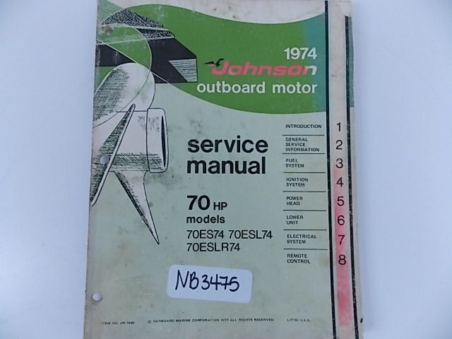 Johnson Evinrude Service Manual 70 HP Models 1975 JM-7409