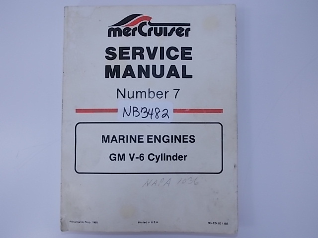 Mercruiser Service Manual #7 90-12410 1185 1990 GM V-6 Cylinder
