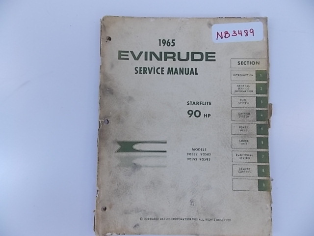 1965 Evinrude Starflite 90 Service Manual 90582 90583 90592 90593