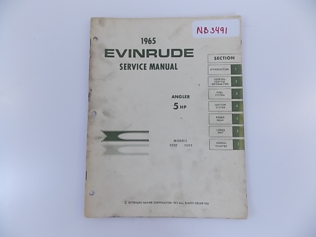 1965 Evinrude Angler 5 HP service manual models 5502 & 5503