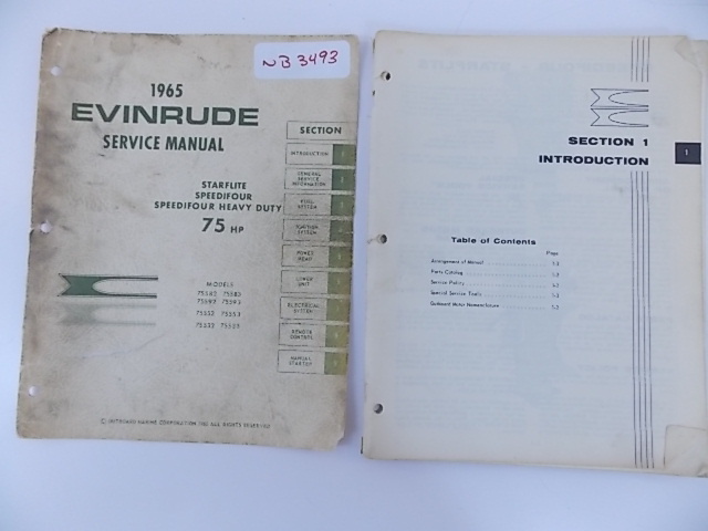 1965 Evinrude starflite speedifour 75 HP service manual