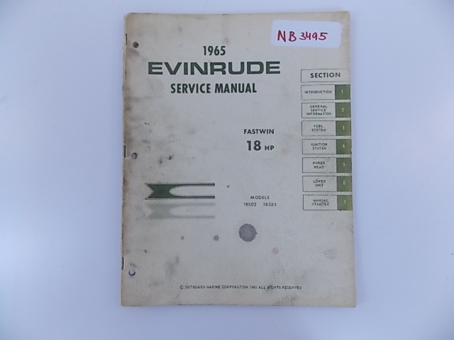 1965 Evinrude Fastwin 18 HP service manual models 18502 & 18503
