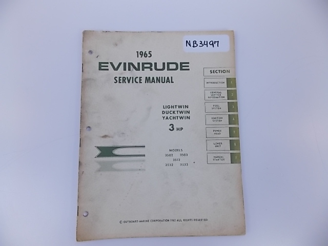 1965 Evinrude Lightwin Duckwin Yachtwin 3 HP