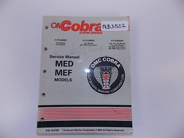 1989 OMC Cobra Stern Drives Service Manual MED and MEF models