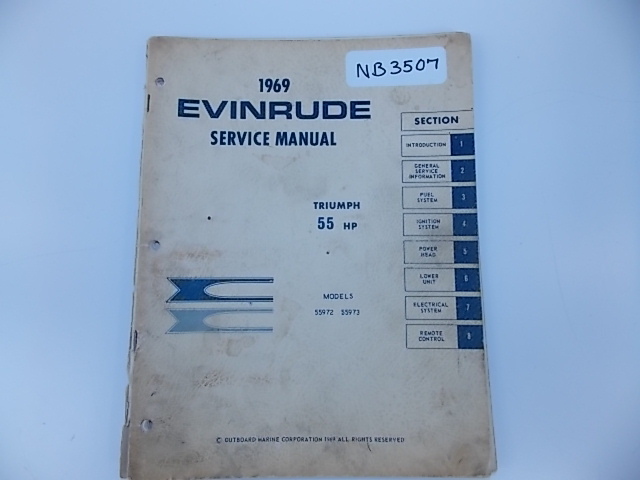 1969 Evinrude Triumph 55 HP service manual models 55972 and 55973