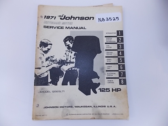 1971 Johnson Outboard Motor Service manual 125 HP Model 125ESL71