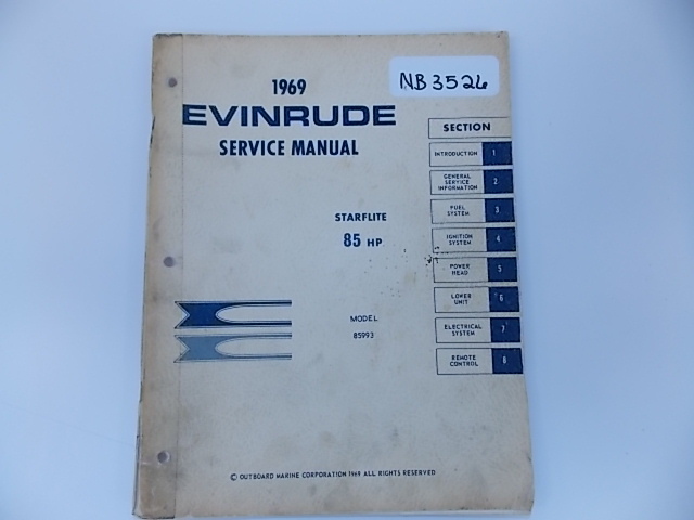 1969 Evinrude Starflite service manual 85 HP Model 85993