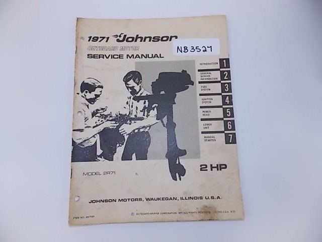1971 Johnson Outboard Motor Service Manual 2 HP model 2R71