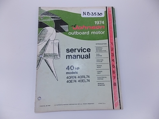 1974 Johnson Outboard Motor Service Manual 40 HP