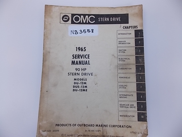 1965 OMC  90 HP Stern Drive Service Manual 380598