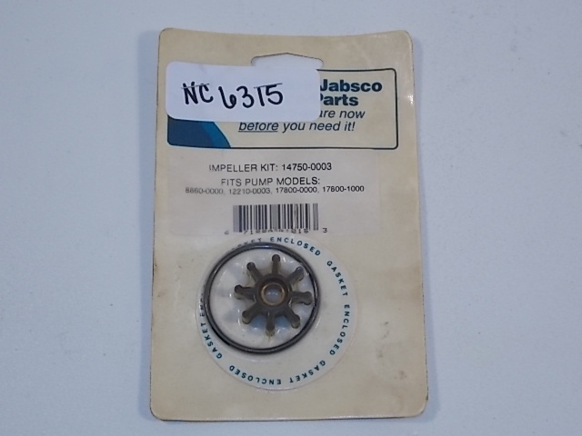 NEW Jabsco Impeller Kit 14750-0003 1 1/4" Diameter 5/16" shaft diameter