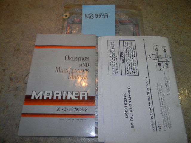Mariner Operation & Manitenance Installation Manual Guide 1987 20 25 HP