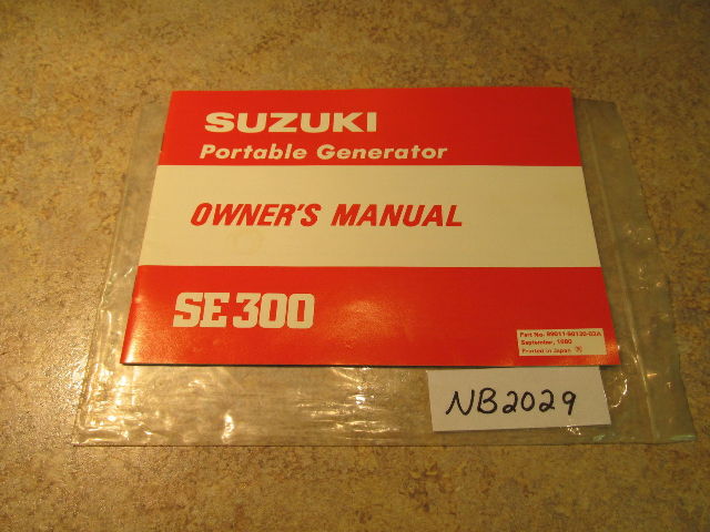 Suzuki SE300 Portable Generator Owner's Manual