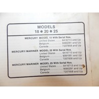 Mercury & Mariner Service Manual 18 20 25 HP 90-43509-3