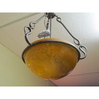 World Imports Beautiful Hanging Pendant Light Iron Oxide finish w/ Art Glass