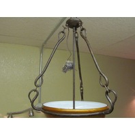 World Imports Beautiful Hanging Pendant Light Iron Oxide finish w/ Art Glass