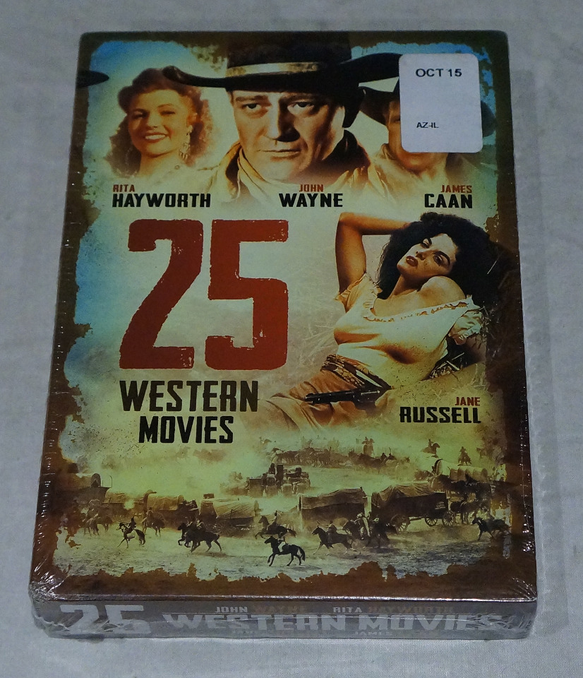 25 WESTERN MOVIES JOHN WAYNE JAMES CAAN RITA HAYWORTH & JANE RUSSELL DVD NEW
