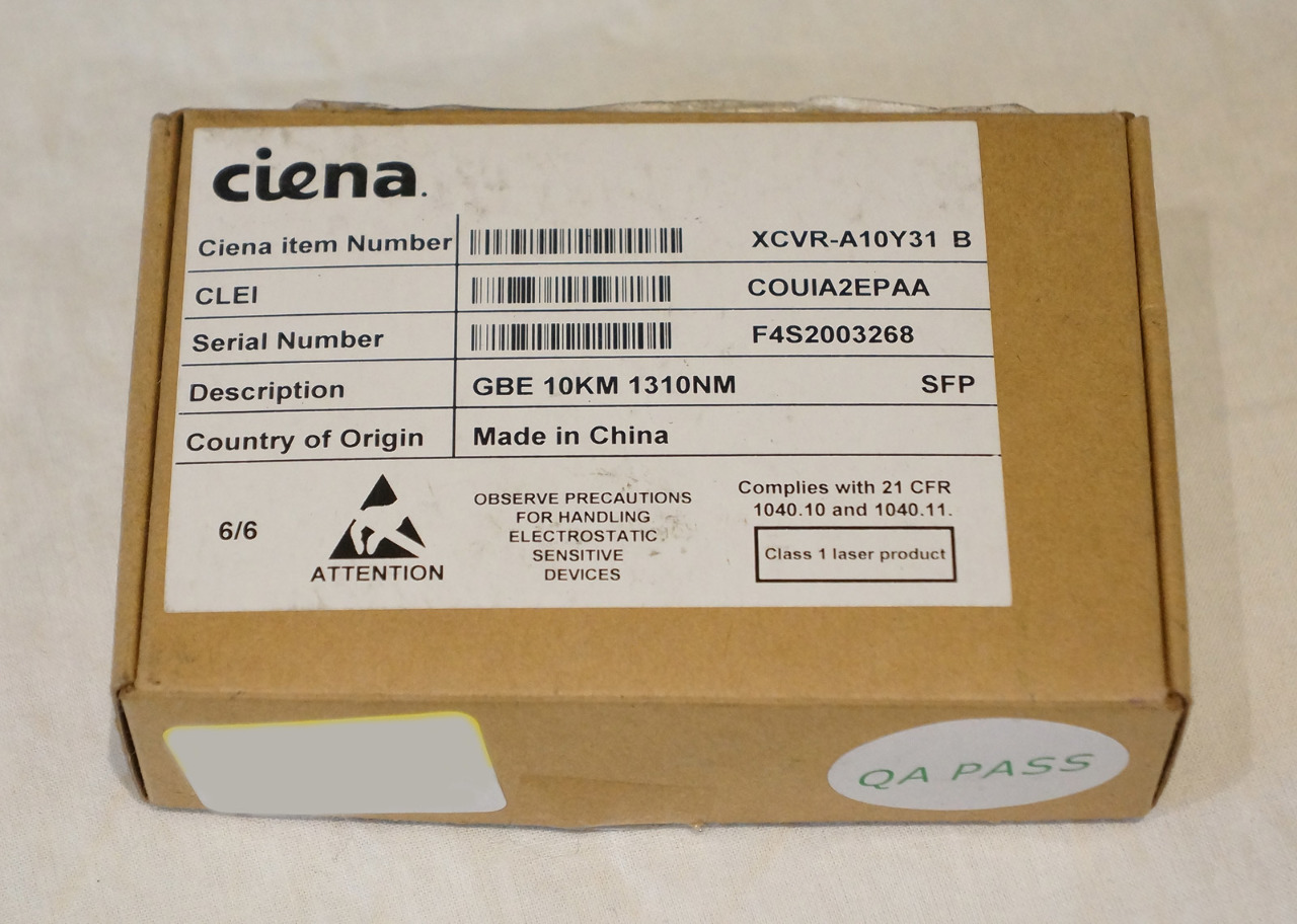 CIENA GBE 10KM 1310NM SFP TRANSCEIVER XCVR-A10Y31 B COUIA2EPAA