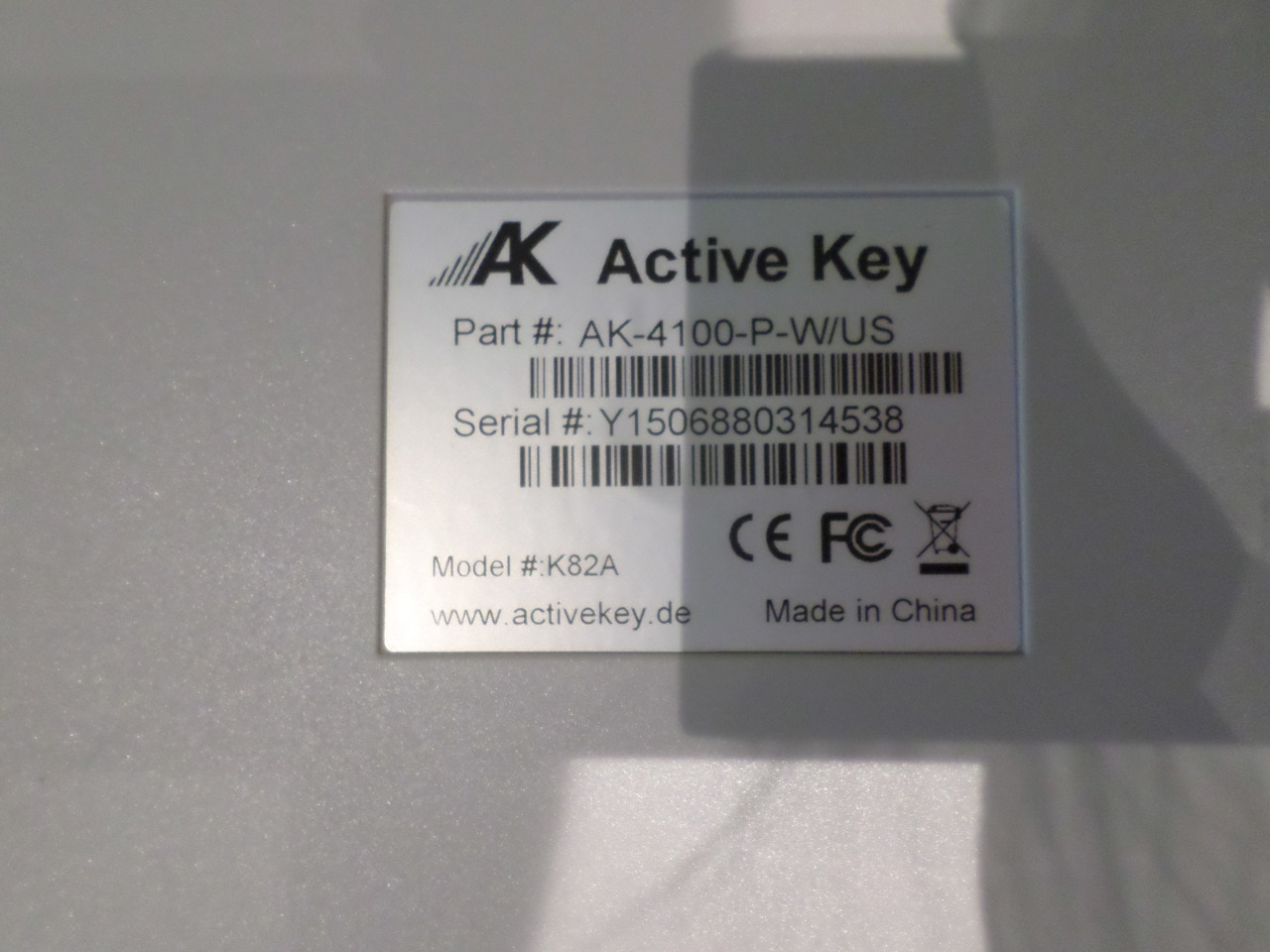 ACTIVE KEY K82A KEYBOARD AK4100PW/US MDG Sales, LLC