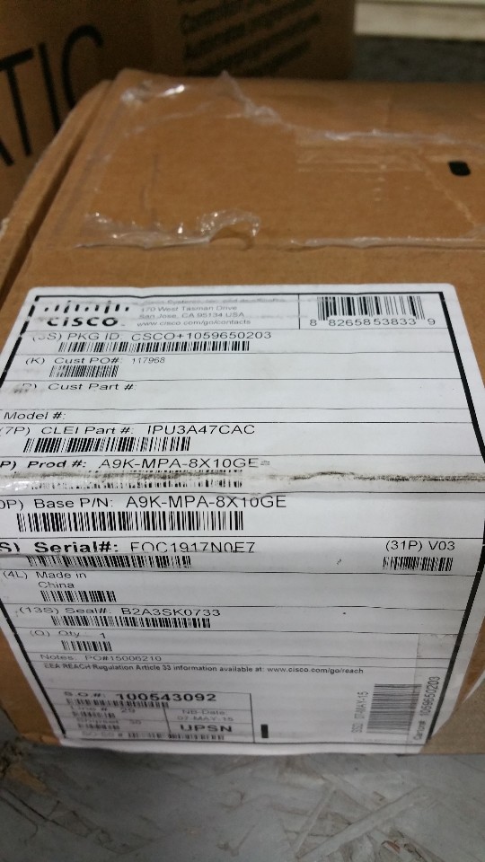 CISCO A9K-MPA-8X10GE ASR 9000 8-PORT 10-GIGABIT ETHERNET MODULAR PORT ADAPTER