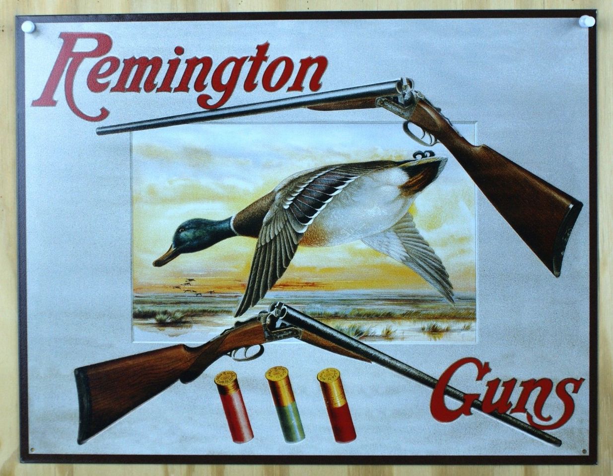 Remington Guns Tin Sign Rifle Pistol Ammo Duck Hunting Ammunition