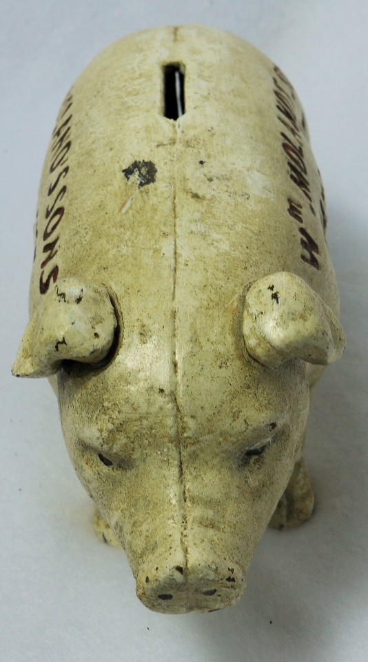 Quaker City Hams Cast Iron Piggy Bank Pig Hog Country Americana Retro