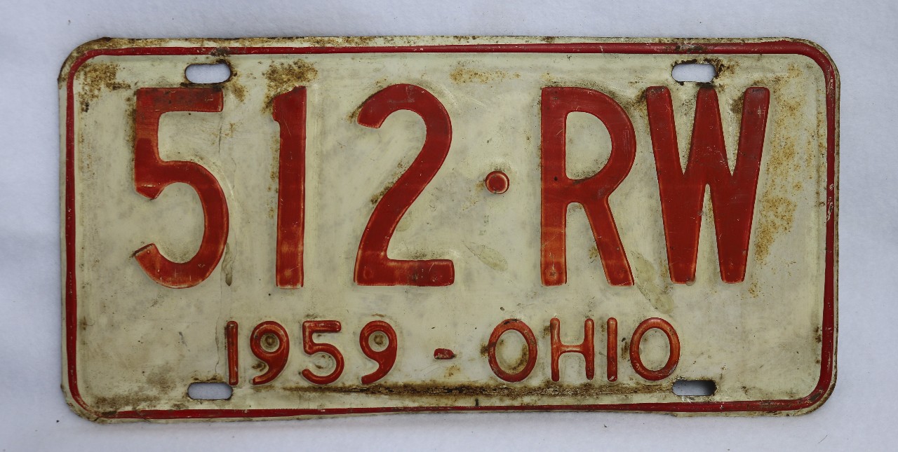 Vintage 1959 License Plate Ohio Hot Rod Muscle Car Historical Vehicle