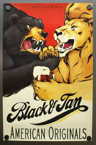 Anheuser Busch Black And Tan Beer American Original Poster Mint Rare Vintage