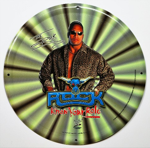 ドン.ロック one of them 手刷りdon fkn rock サイン入り Dwayne Johnson The Rock Know Your Role Vintage Tin Metal Sign WWF