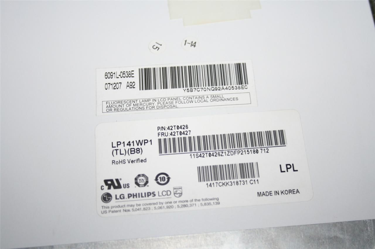 Lg Philips Lcd Lp141wp1 Tl B8 P N 42t0426 42t0427 For Parts Premier Equipment Solutions Inc