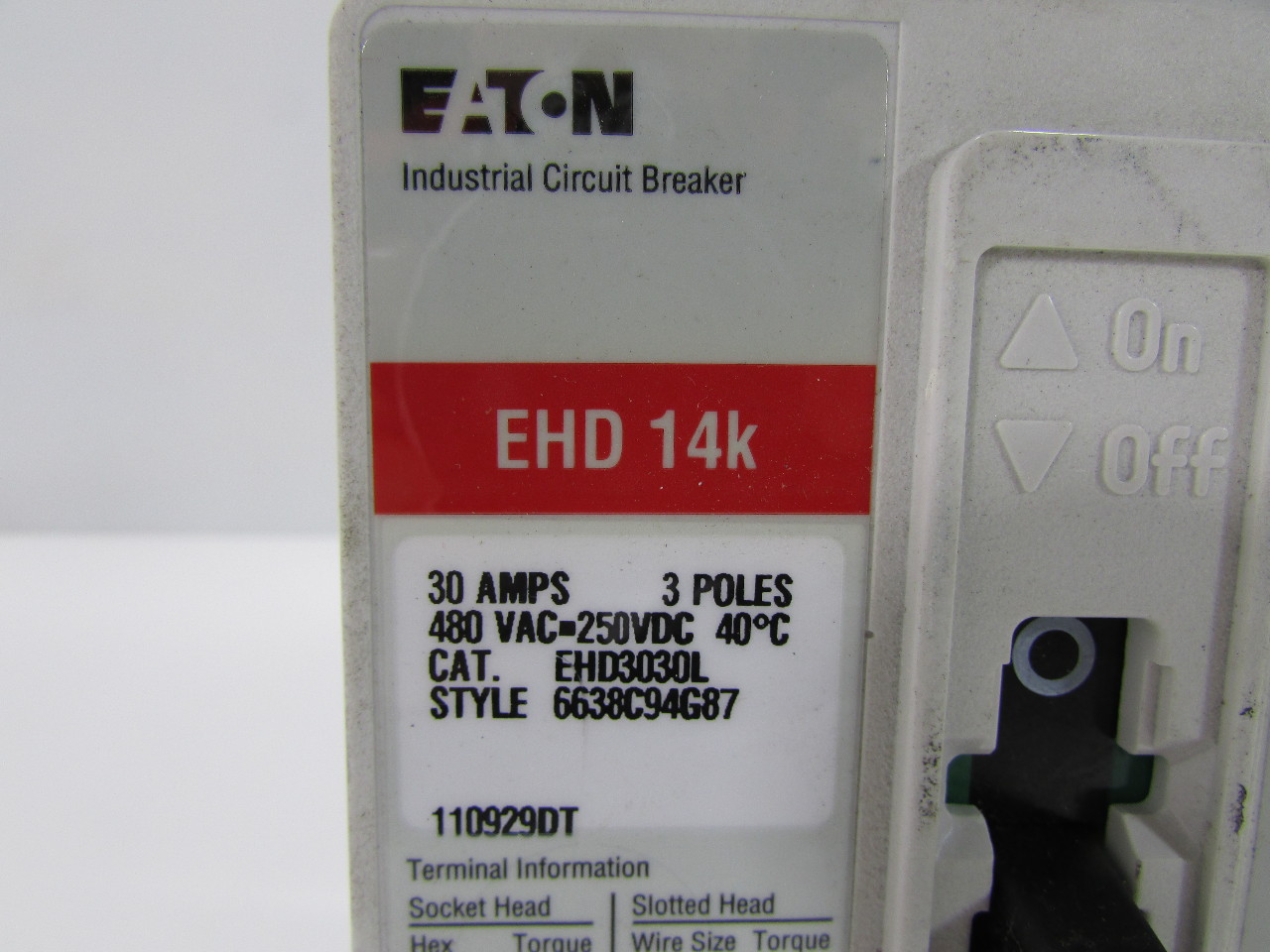 EATON EHD 14K EHD303OL 30AMP 3 POLE BREAKER | Premier Equipment