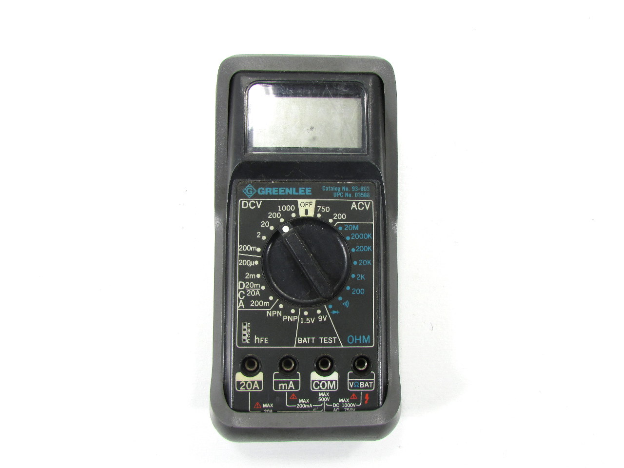 GREENLEE 93603 DIGITAL MULTIMETER Premier Equipment Solutions, Inc.