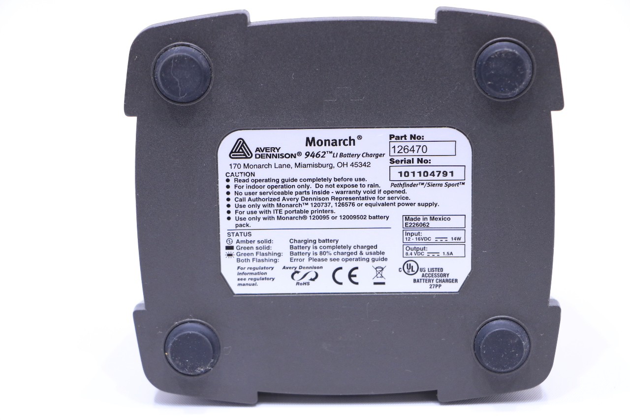 MONARCH 9462 AVERY DENNISON BATTERY CHARGER Premier Equipment
