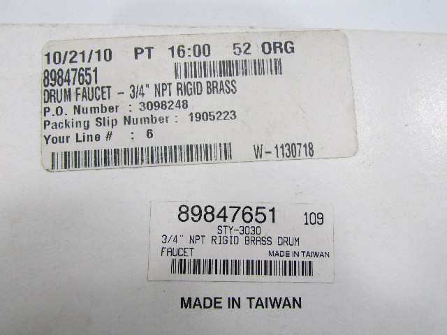 " NEW 3/4 NPT BRASS DRUM FAUCET
