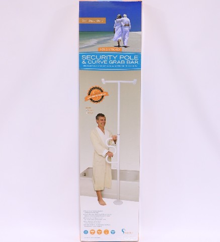* NEW STANDER 1100-W SECURITY POLE & CURVE GRAB WHITE BAR