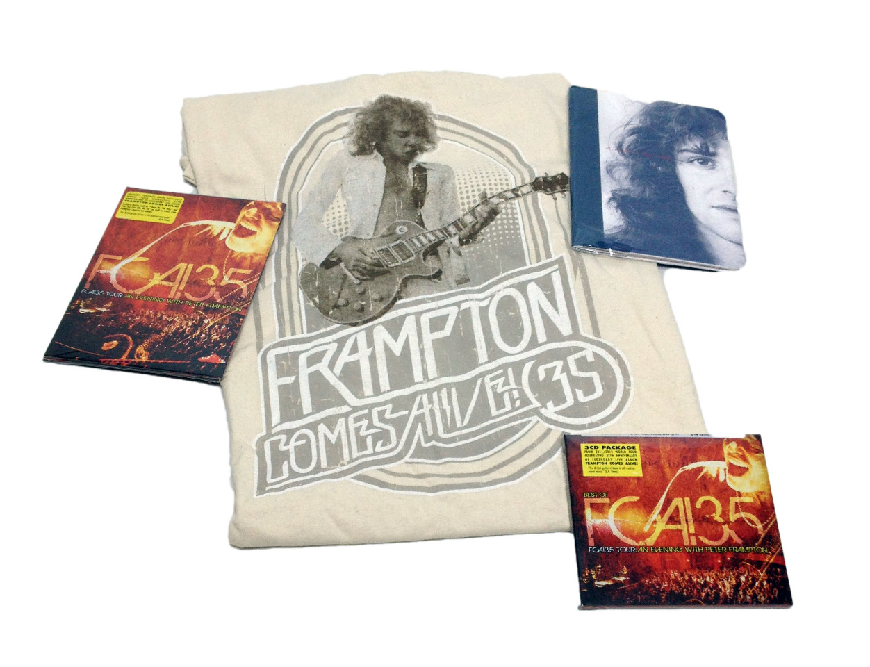 Peter Frampton Best of FCA!35 Tour CD, DVD, 2XL T-Shirt "A Walk in My Shoes" Autographed Fan Book