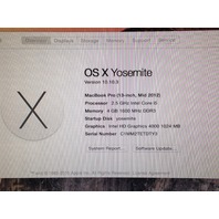 Apple MacBook PRO9,2 A1278 2.5GHz Core i5 750GB 4GB, YOSEMITE + OFFICE + iSight