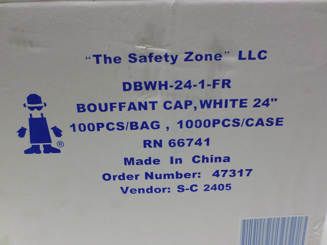 Disposable Safety Bouffant Cap Hair Net 24" for Lab, Laboratory