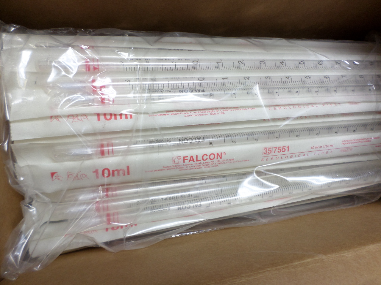Falcon Bd 10ml Serological Pipets ref357551 quantity of 100