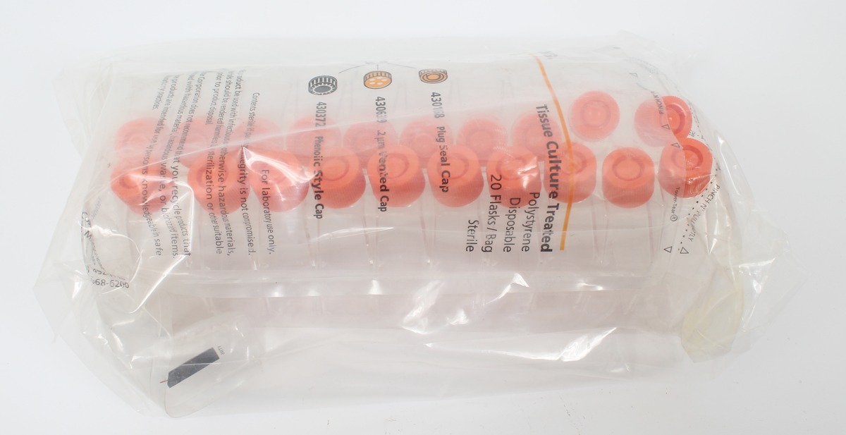 Lot of 20 Corning Tissue Culture Flask 25 cm Canted Neck w/ Plug Seal