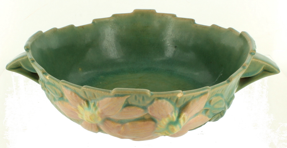 Roseville Pottery Clematis Console Bowl Pink Flowers 457‒8 eBay