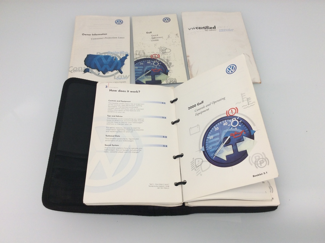 2000 Volkswagen Golf owners manual torn cover