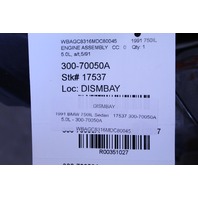 1988 1989 1990 1991 1992 1993 1994 BMW 750iL 5.0 V12 Engine Assembly